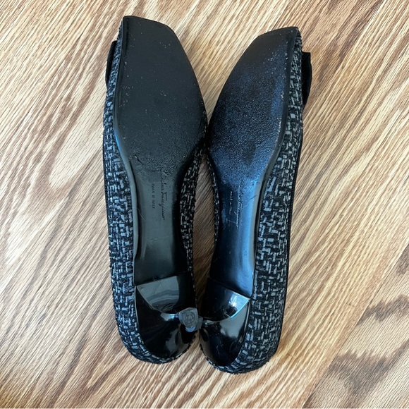 Ferragamo Boucle Kitten Square Toe Heels Floral Grosgrain Rosette Bow Detail 7 B - Picture 9 of 10